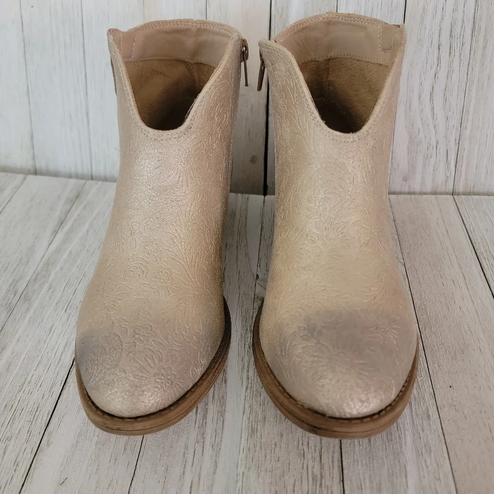 50% OFF SALE-GYPSY JAZZ- DIVINE TOOLED NUDE BOOTIES - Picture 6 of 8